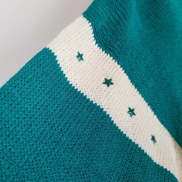 vintage St. John green star knit sweater, size 2, nwt - Picture 4 of 9